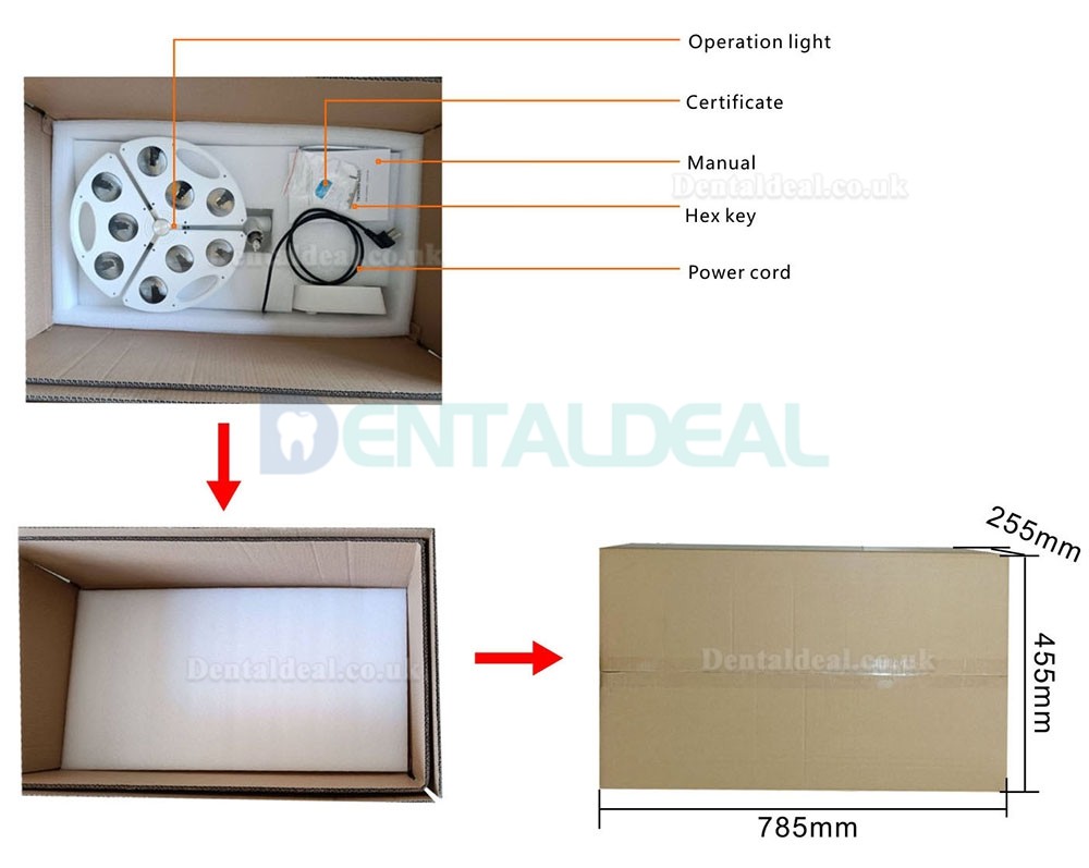 KWS KD-2012B-5 90W Wall-Mounted Dental Surgical Light Shadowless LED Exam Lamp